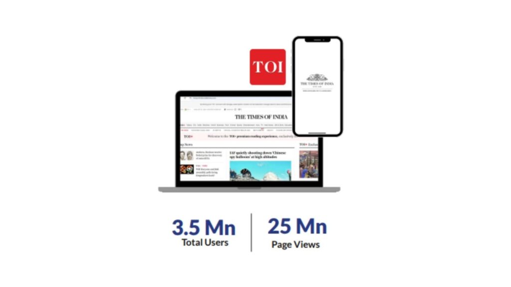 Times of India Users and page views